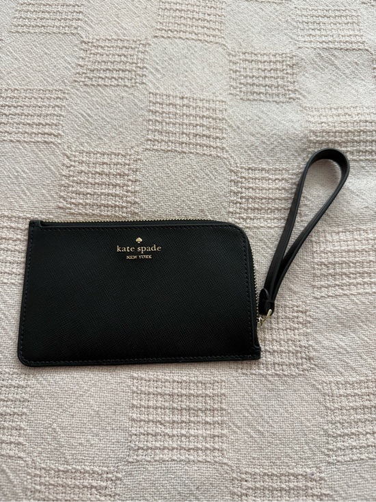 kate spade Handbags - kate spade Black Saffiano Zip Card Case with Gold Logo